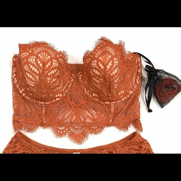 Victoria’s Secret set Dream Angels long line Bustier bra & matching panty Rust - Picture 4 of 4